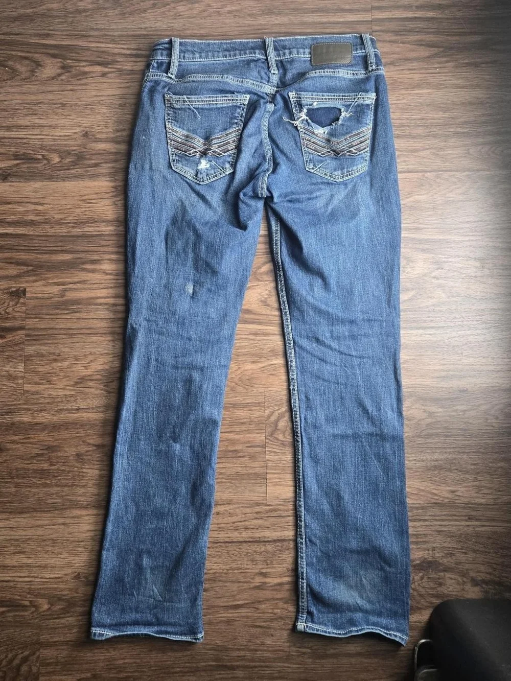 Distressed Blue Denim Jeans - Classic Slim Fit